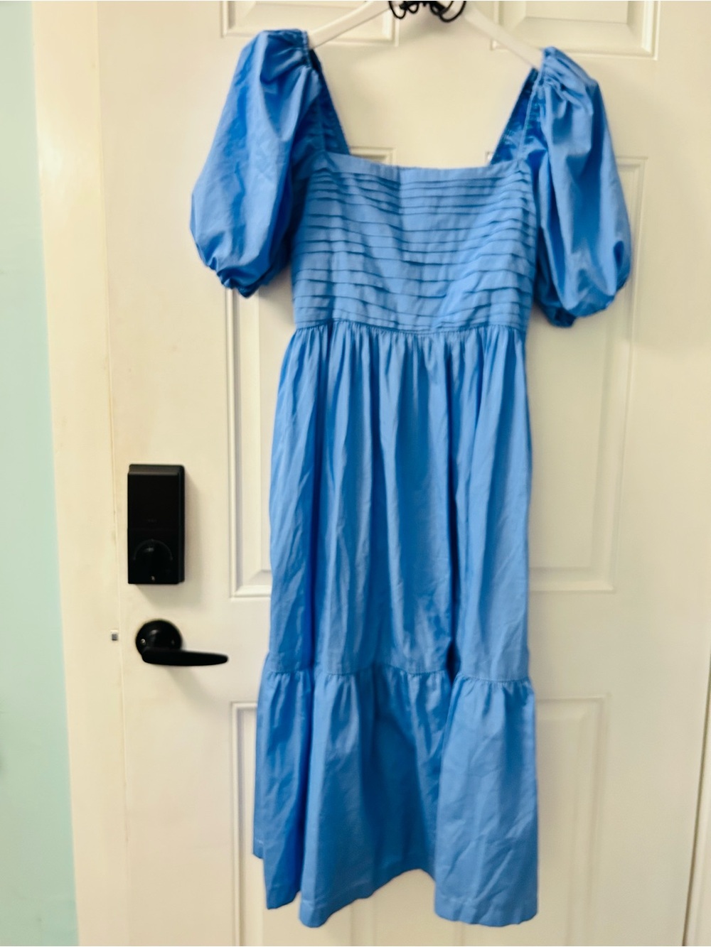 Abercrombie & Fitch Light Blue Puff-Sleeve Maxi Dress